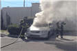 Firefighters Putting out a Fire in a Car