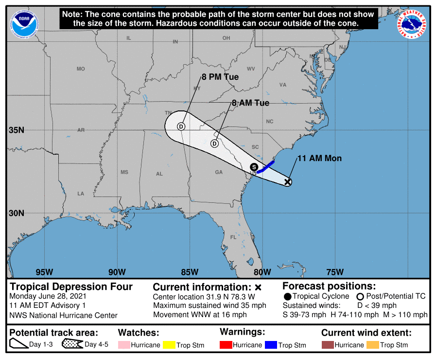 Tropical Depression Four - 6-28-21 11am