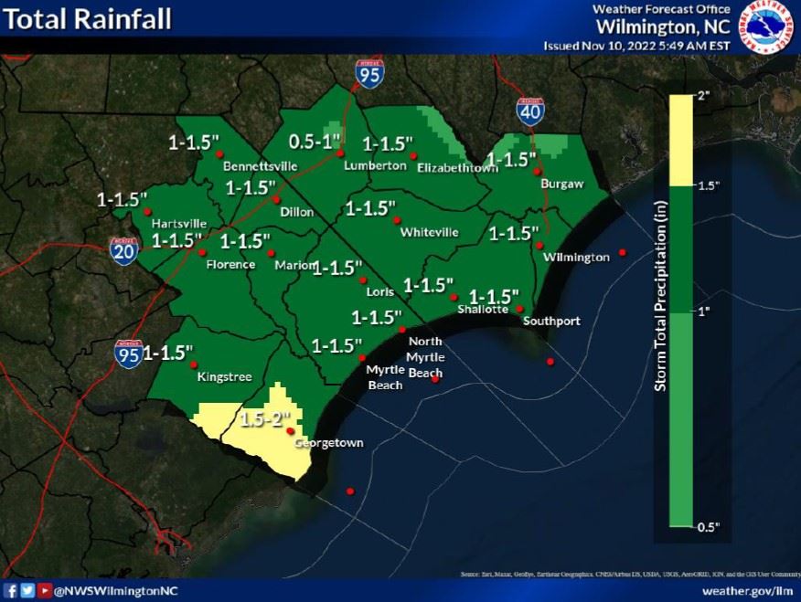 2022 TS Nicole Rainfall Graphic from NWS
