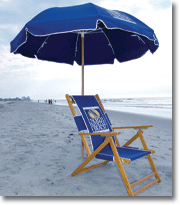 Beach chair under umbrella