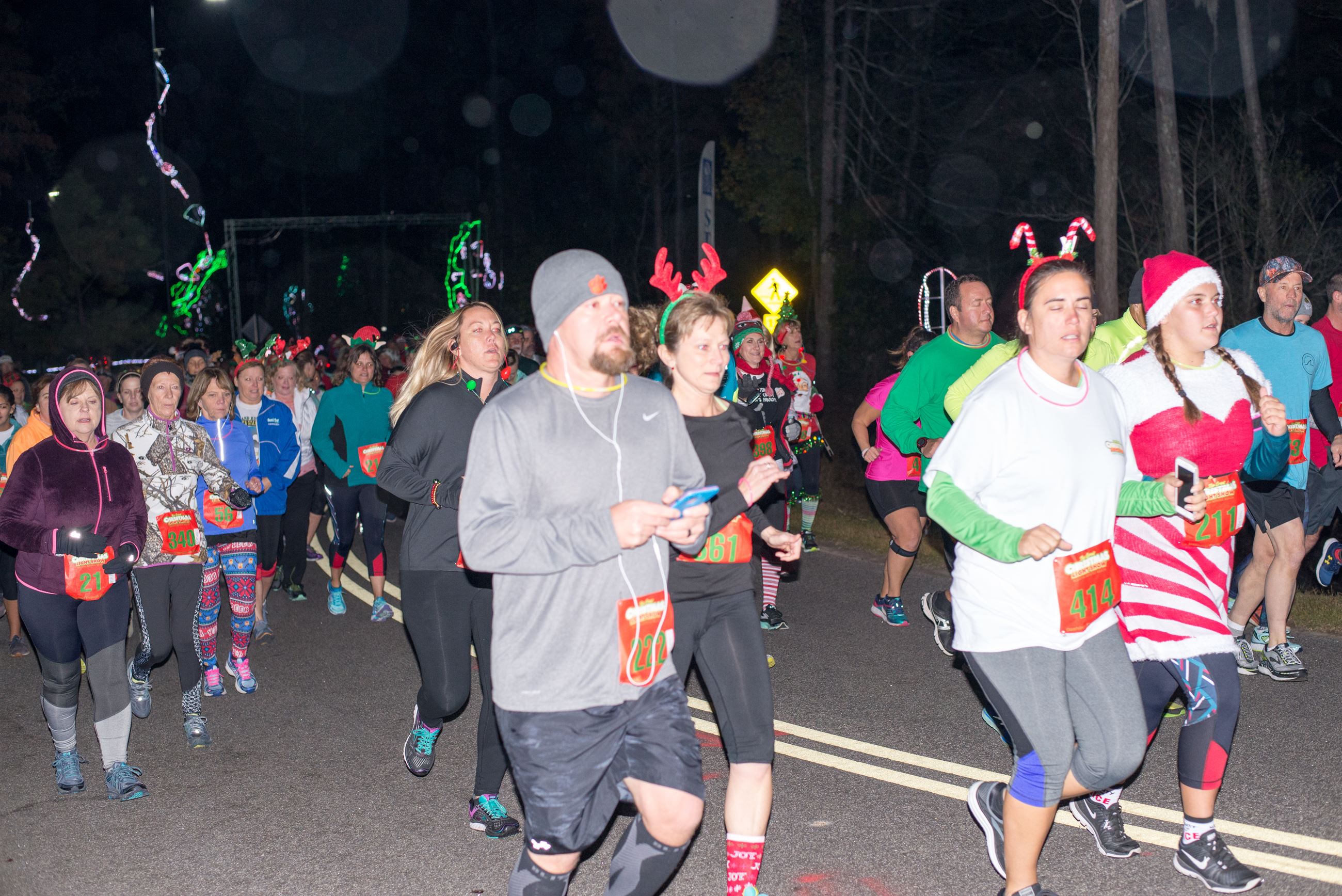 Large Group Running in Christmas Gear